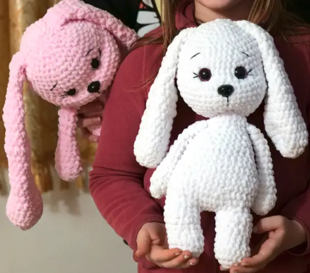 háčkované zajačiky plyšové priadzou Popyarn Velvet