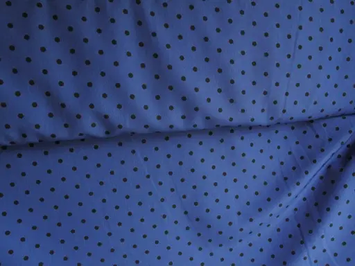 Umelý hodváb pevný Lorenzo bodky/čierno- parížsky modrý
