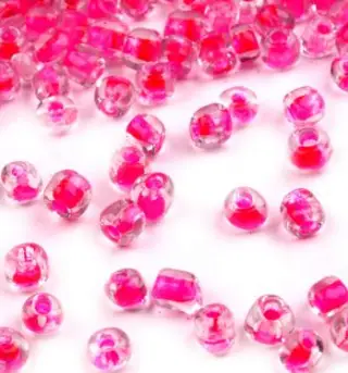 Korálky sklenené rokajl farebný prieťah 2mmx 50g/ružová výrazná