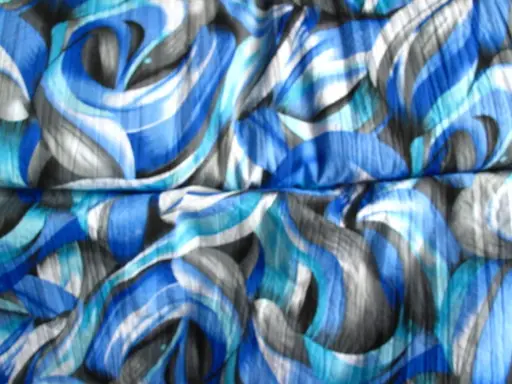 Plátno Bavlna pevné kreš tlač abstrakt 13038/bielo- sivo- tyrkys- modrá