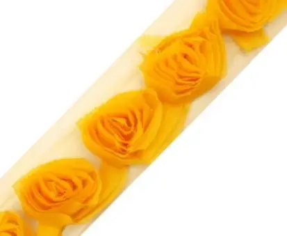 Prýmka šifónové ruže na tyle 50mm/žltá nechtíková