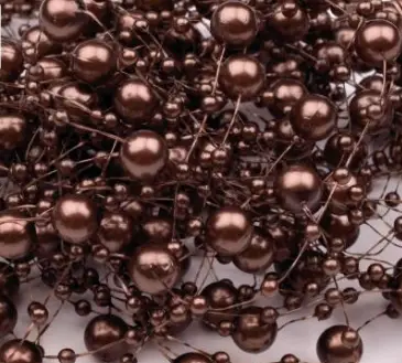 Perličky na silikóne guličky 7mmx130cm/čokoládové