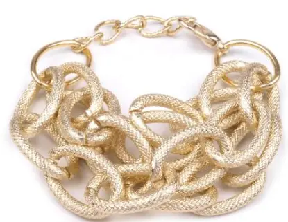 Náramok kovový viacradový textúra 18cm/zlatý