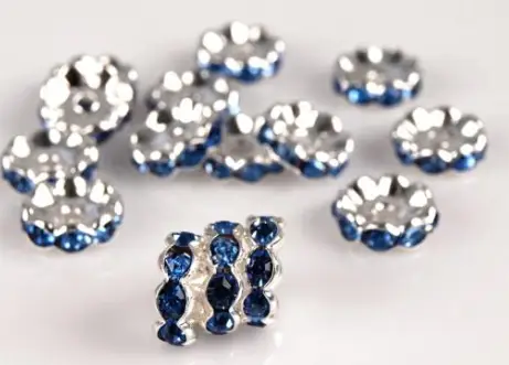 Korálky kovové šatonové rondelky 8mmx 20ks/strieborno- modré