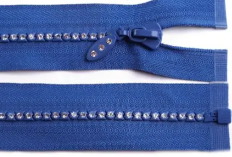 Zips kostený deliteľný 4mm kamienky 50cm/parížsky modrý