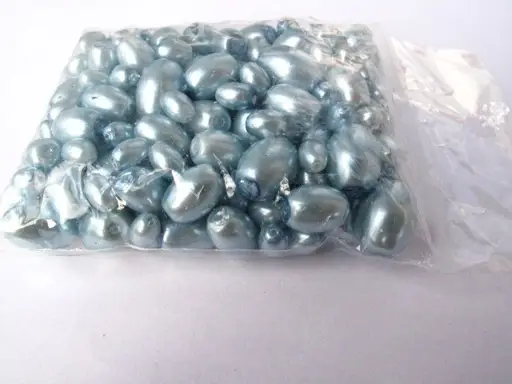 Korálky sklenené oválky voskované 4-12mmx 100g/jemne modré