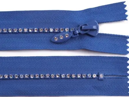 Zips kostený nedeliteľný 4mm kamienky 16cm/parížsky modrý