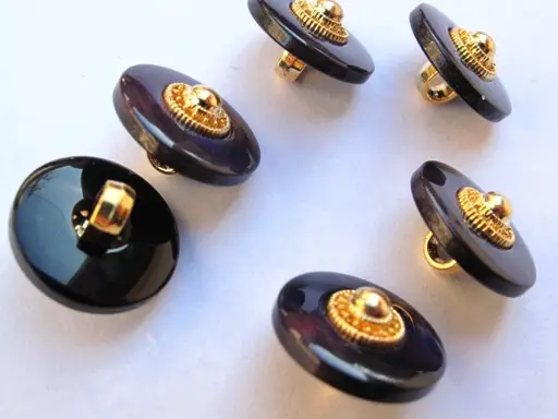 Gombík SP mačacie oko kov. guľka 15mm/zlato- čierny perleťový