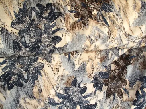 Úplet Polyester elastický mozaika Selena/béžovo- modrý