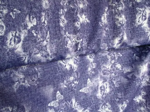 Úplet PES elastický hrubší Ofelie motýle/indigo modrý