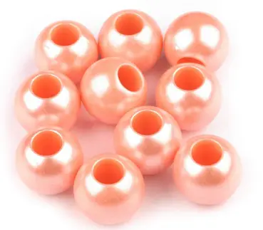 Korálky plastové perleťové veľký prievlak 12x14mmx 20ks/pink