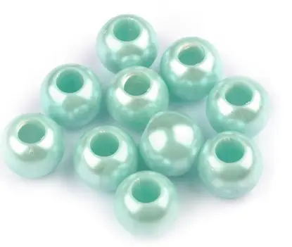 Korálky plastové perleťové veľký prievlak 12x14mmx 20ks/smaragd svetlý