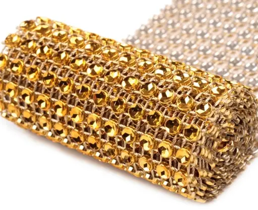 Diamantový pás na aranžovanie 5,8cm/zlatý