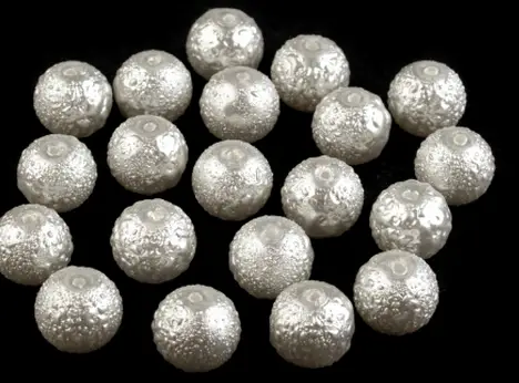Korálky sklenené perly voskované vrúbkované 10mmx 20ks/strieborné svetlé