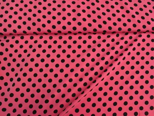 Umelý hodváb pevný Lorenzo bodky 15mm/čierno- ružový tmavý