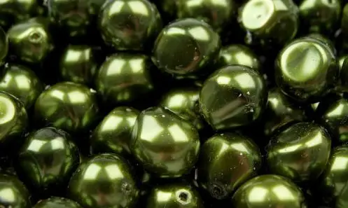 Perly sklenené voskované nugety 13x15mmx 15ks/olivové zelené tmavé