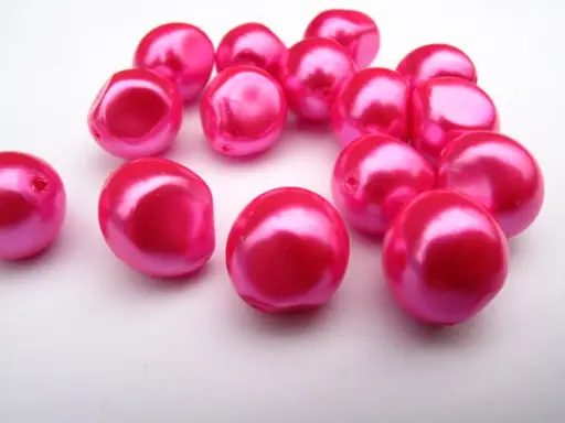 Perly sklenené voskované nugety 13x15mmx 15ks/ružové výrazné