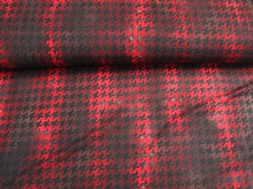 Úplet Polyester elastický kohútia stopa dúhovaný/červeno- čierny