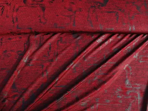 Úplet Polyester elastický abstrakt Jordan/antracit- vínovočervený tmavý