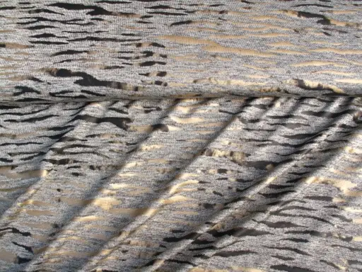 Úplet Polyester elastický vlnky melanž Johana/hnedo- zlato- béžovošedý