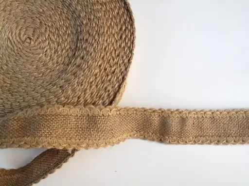 Stuha jutová zdobená 45mm/režná