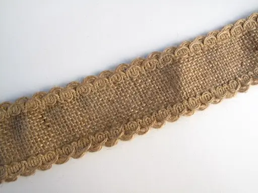 Stuha jutová zdobená 45mm/režná