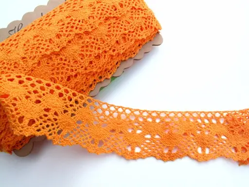Krajka bavlnená paličkovaná 55mm/oranžová