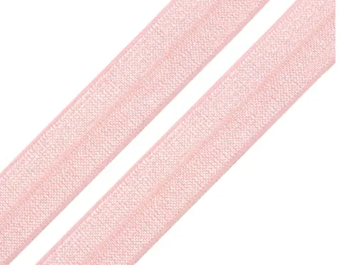 Šikmý prúžok elastický lesklý 18mm/púdrový ružový