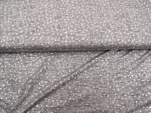 Úplet Polyester elastický metalová tlač Sally/strieborno- šedý melanž