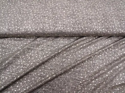 Úplet Polyester elastický metalová tlač Sally/zlato- béžový melanž