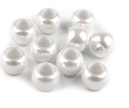 Korálky plastové perleťové veľký prievlak 11x14mmx 20ks/biele