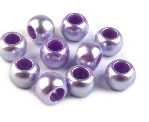 Korálky plastové perleťové veľký prievlak 11x14mmx 20ks/lila