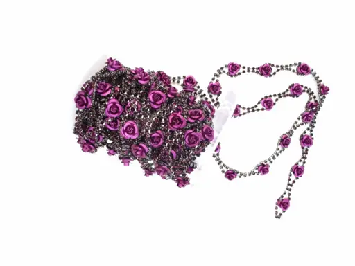 Borta štrasová s kovovými ružičkami 13mm/purpurová fialová
