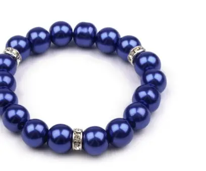 Náramok elastický voskované perly 19mm/kryštal- navy modrý