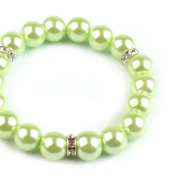 Náramok elastický voskované perly 19mm/kryštal- limetka zelený
