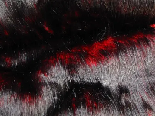 Kožušina umelá dlhší vlas dvojfarebná HG/červeno- čierna