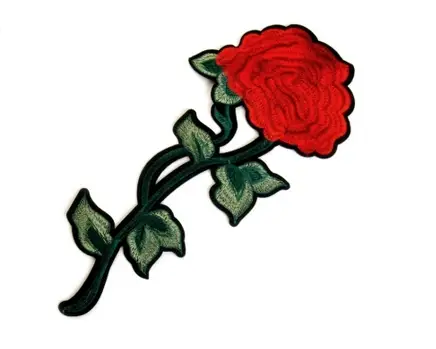 Nažehľovačka veľká ruža na stonke 115x280mm/zeleno- červená
