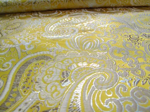 Brokát pevný Metalic oriental 18190/strieborno- žltý