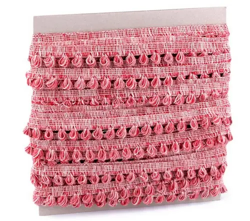 Prýmka slučky chanel melír 25mm/červená vínová