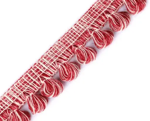 Prýmka slučky chanel melír 25mm/červená vínová