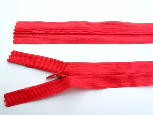 Zips skrytý dederón 45cm/červený jasný