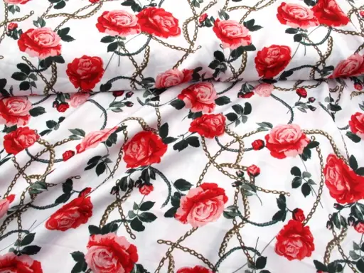 Micro satén pevný ruže Royal/červeno- ružovo- army- biely