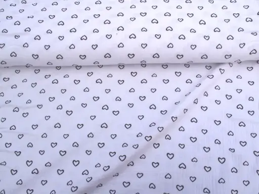 Gázovina pevná dvojitá srdiečka 19002/čierno- biela