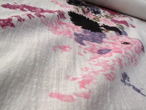 Gázovina pevná kytice 19031/ružovo- baklažán- čierno- smotanová