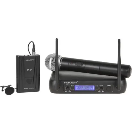 Bezdrôtový mikrofónový set  VHF  - RUČNÝ+KLIP 2-KANÁL