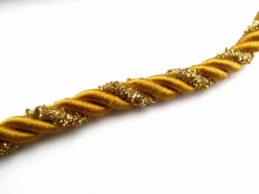 Šnúra točená s lurexom 6mm/zlato- karamel tmavá