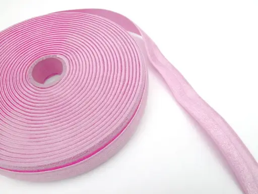 Šikmý prúžok elastický lesklý 20mm/púdrový ružový
