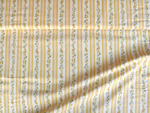 Bavlnené plátno obliečkovina kytičky v pruhoch/zeleno- žlto- oranž- maslové