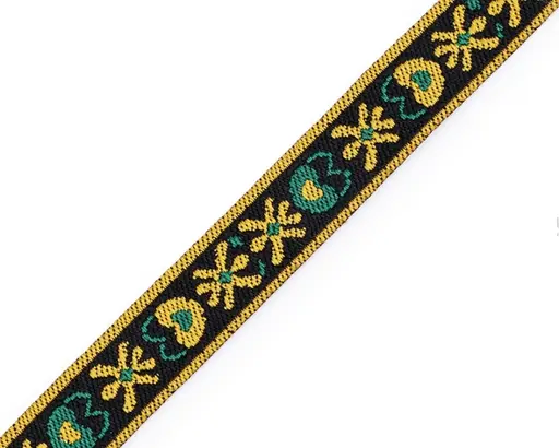 Vzorovka tkaná symboly 10mm/zlatožlto- trávovo- čierna