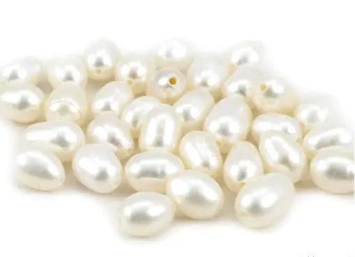 Korálky perleťové oválky 4x5mmx 10g/biele